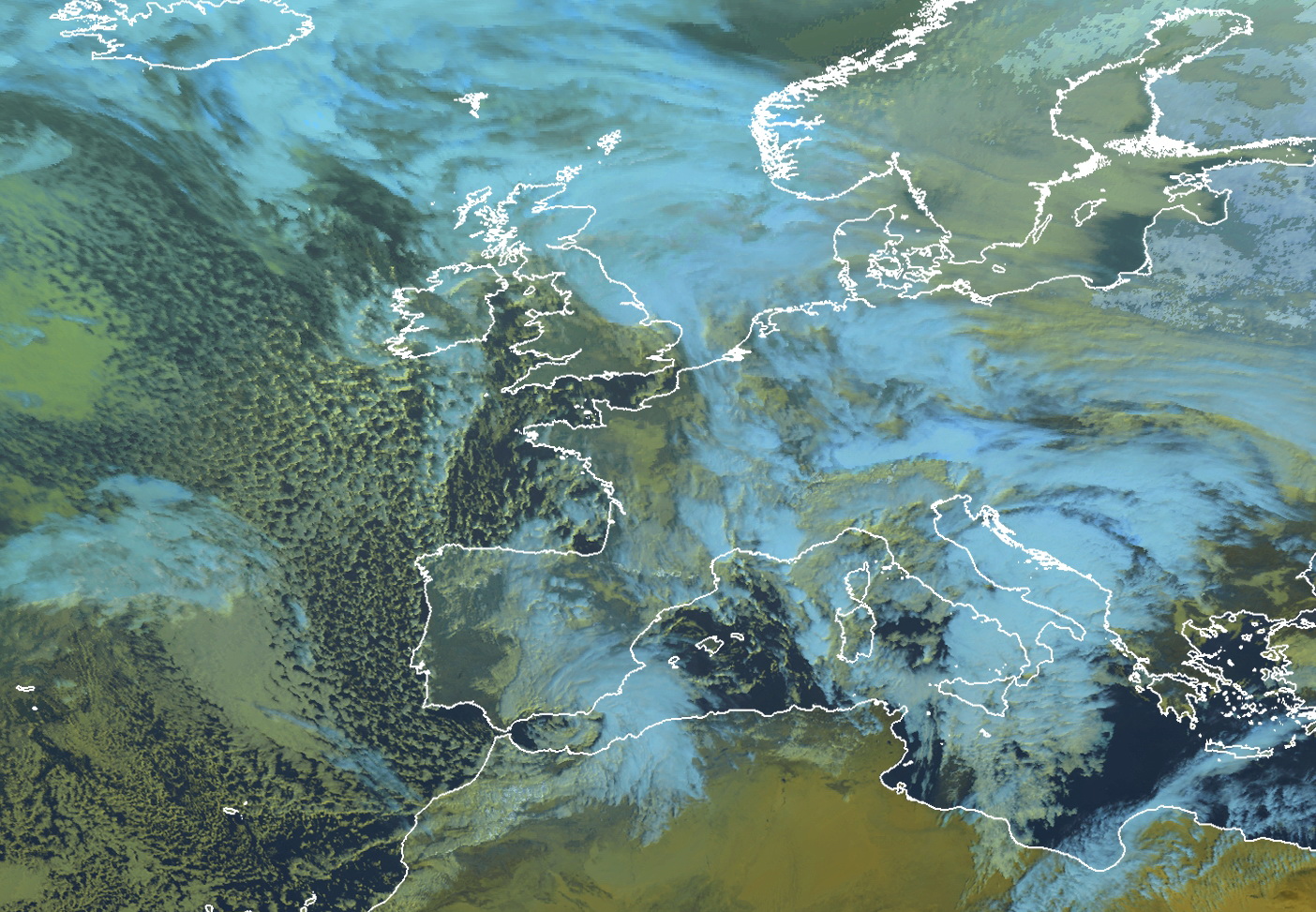 Image du satellite Meteosat dimanche 19 janvier 2014  9 h UTC