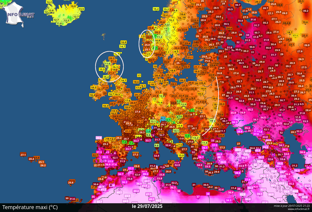 Tx de mardi 29 juillet sur l'Europe