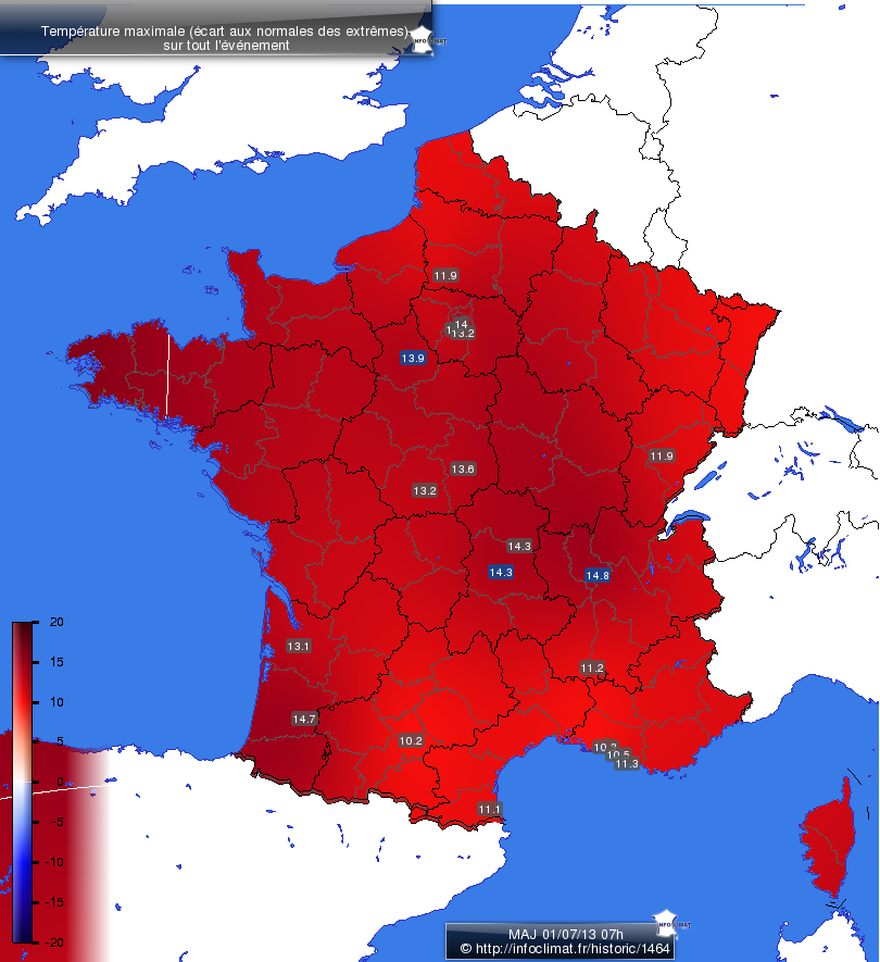 Carte des &eacute;carts aux normales