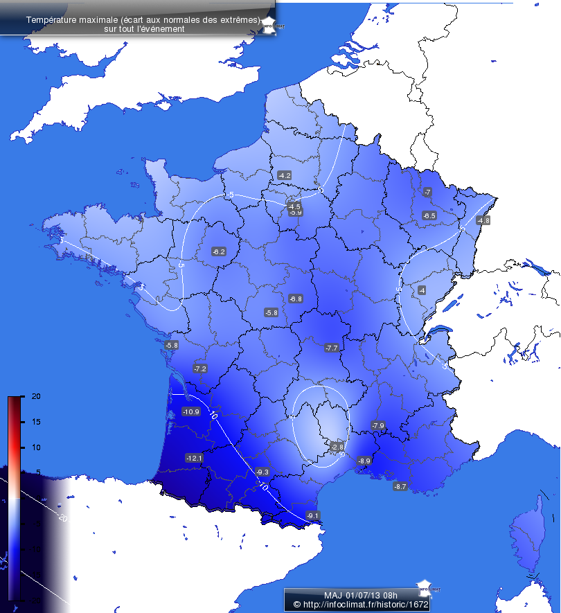 Carte des &eacute;carts aux normales