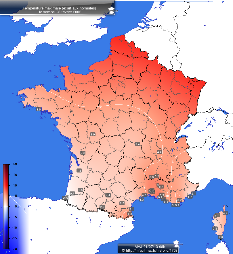 Carte des écarts aux normales