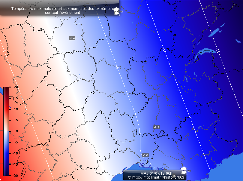 Carte des &eacute;carts aux normales