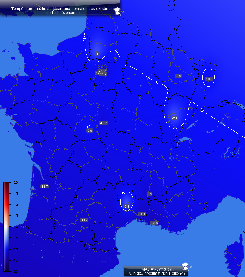 Carte des &eacute;carts aux normales