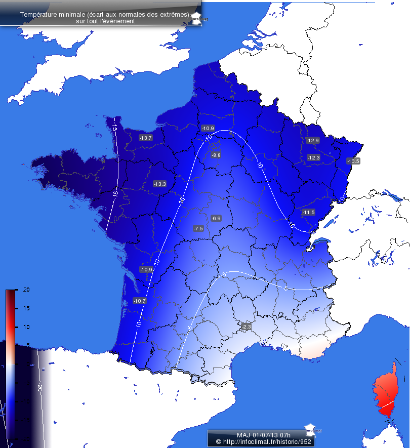 Carte des &eacute;carts aux normales