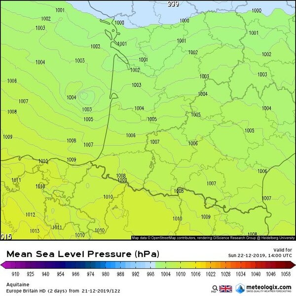 EURO4 MSLP dimanche 15h loc.