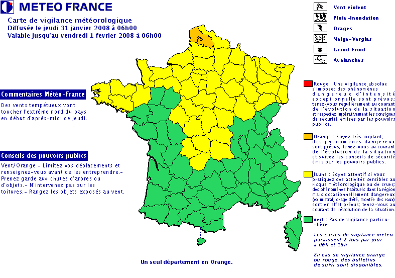 Vigilance Météo-France non disponible